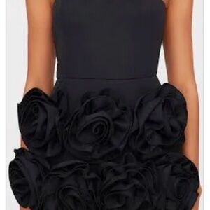 Black Floral Strapless Dress